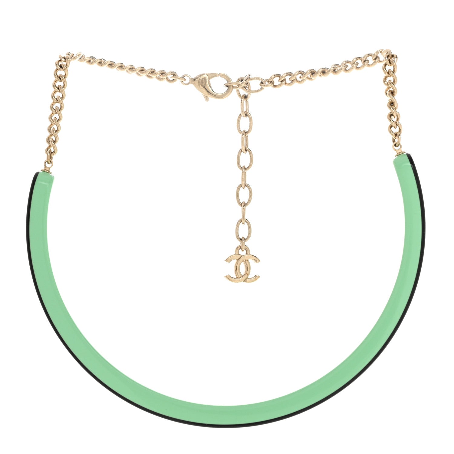 Chanel Resin Logo Choker Green Black 3 of 6