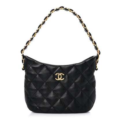 Chanel Lambskin Quilted Hobo Black 1 of 9