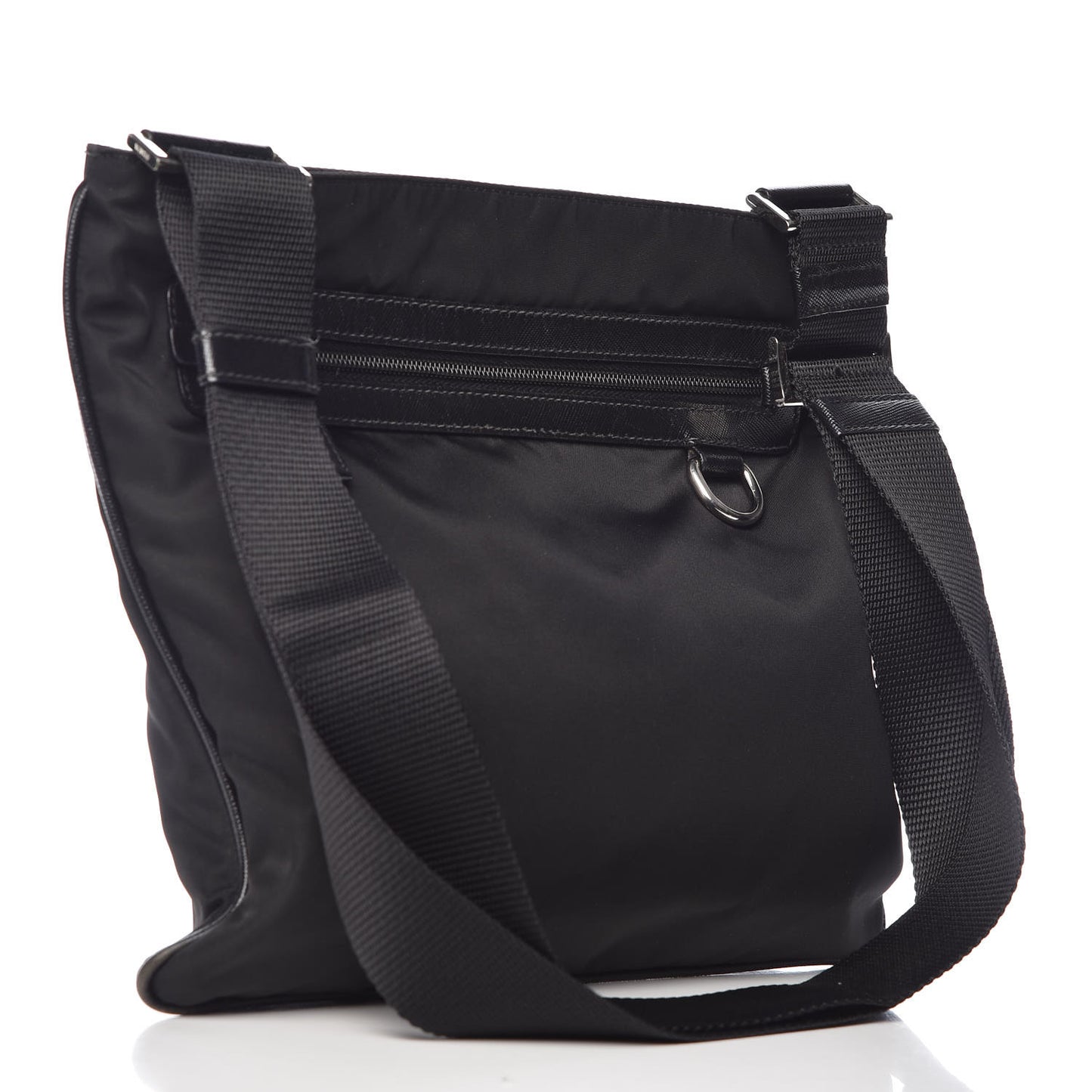 Nylon Saffiano Flat Messenger Bag Black