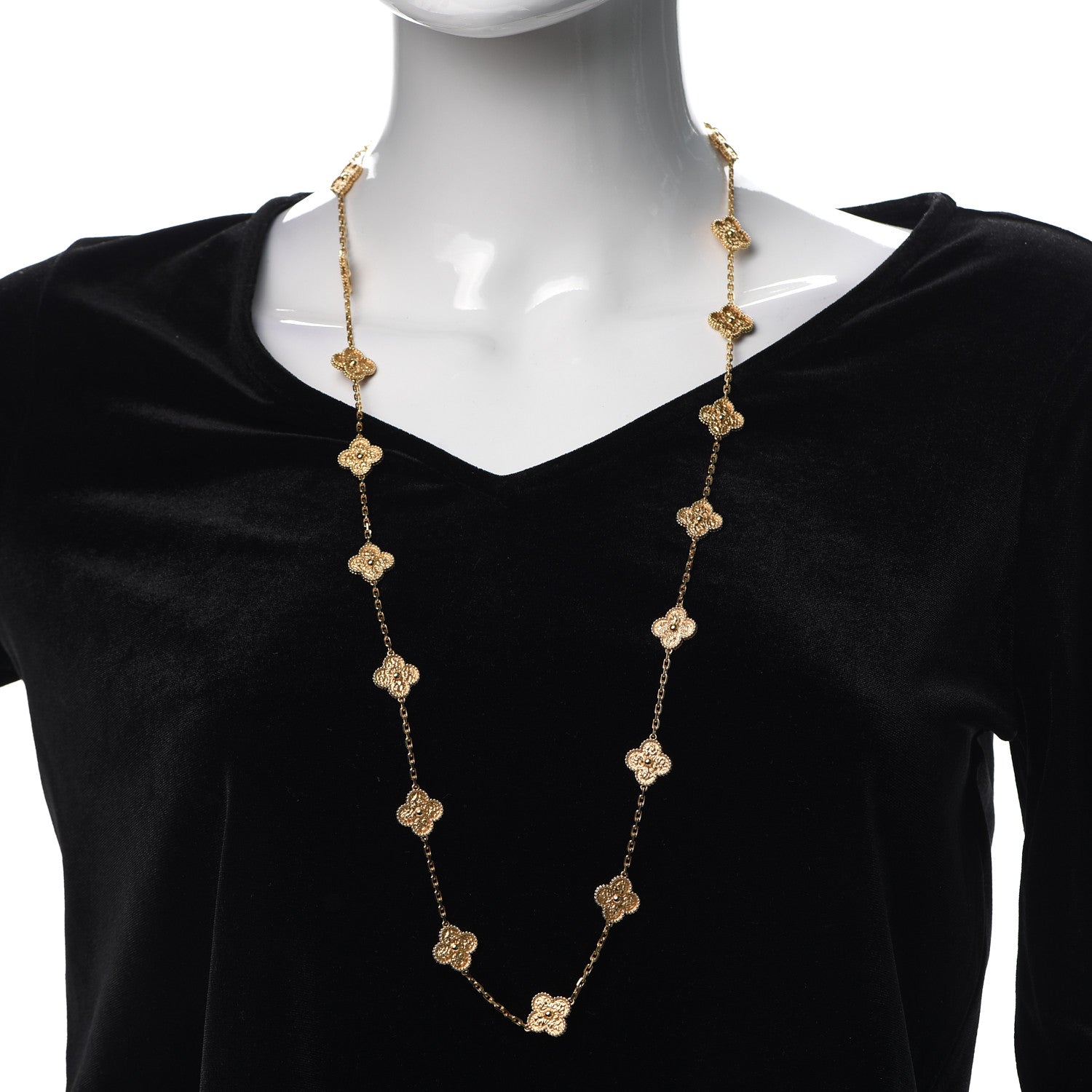 Van Cleef & Arpels 18K Yellow Gold 20 Motifs Vintage Alhambra Necklace 2 of 7