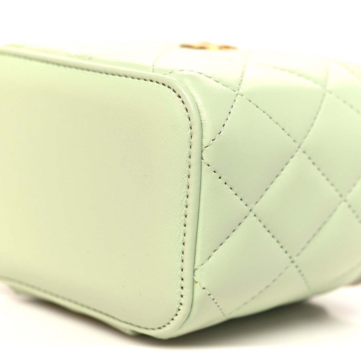 Chanel Lambskin Quilted Pearl Crush Mini Vanity Case With Chain Light Green 10 of 12
