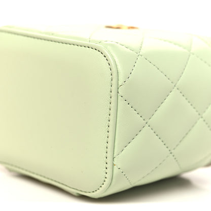 Chanel Lambskin Quilted Pearl Crush Mini Vanity Case With Chain Light Green 10 of 12