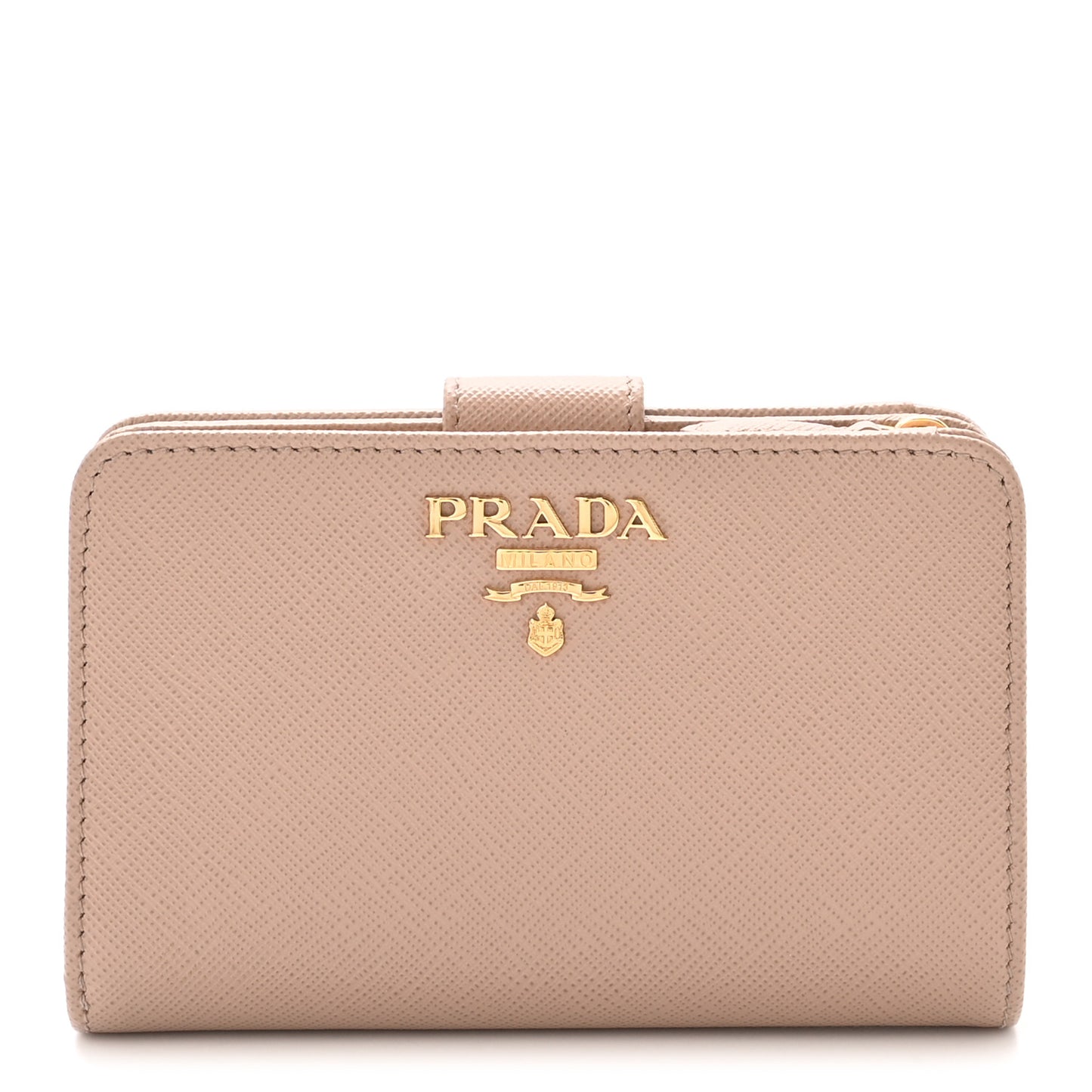 Saffiano Metal Compact Zip Around Wallet Cammeo