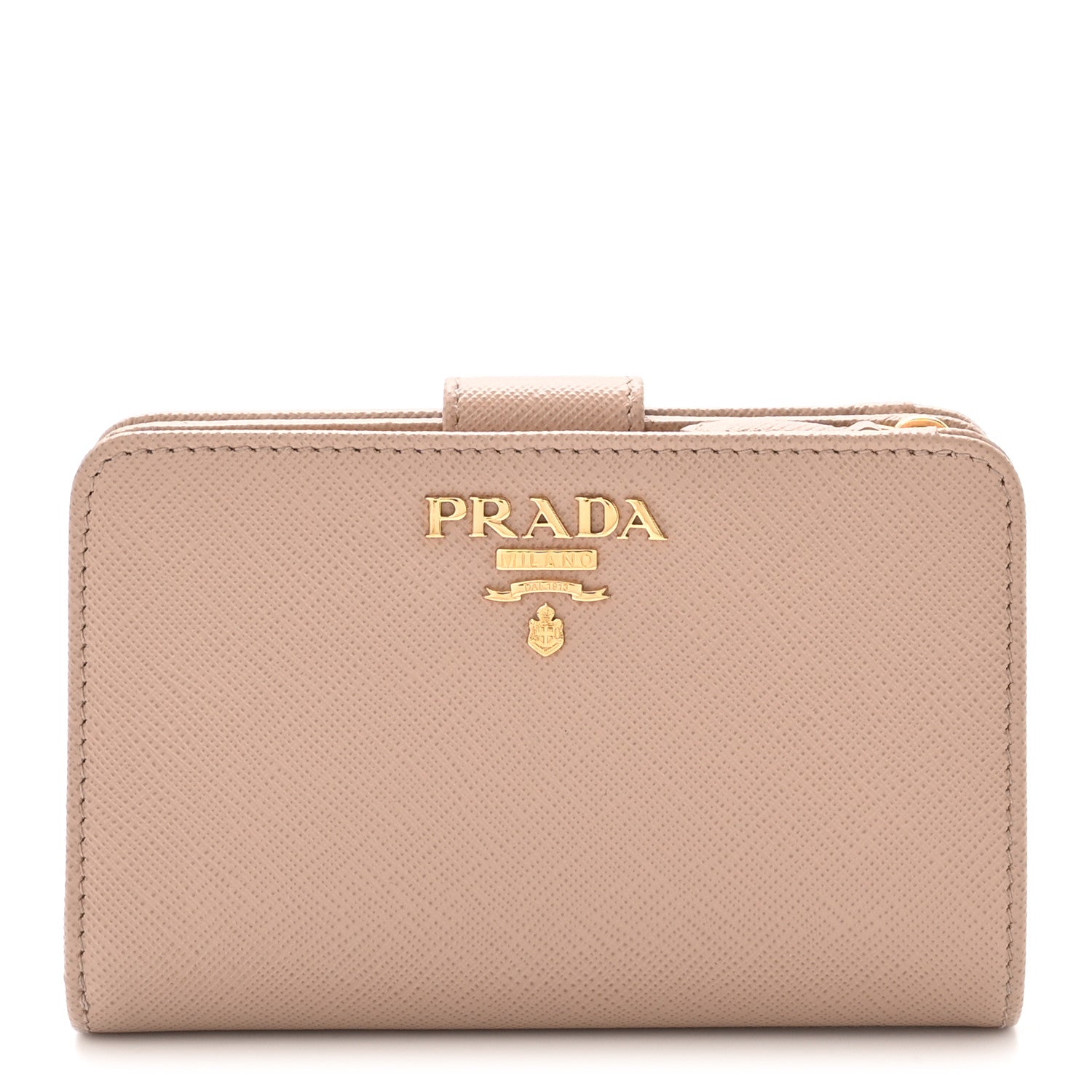 Prada Saffiano Metal Compact Zip Around Wallet Cammeo 1 of 6