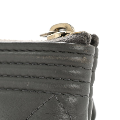 Chanel Lambskin Quilted Large Boy Zip Pouch Grey 8 of 10