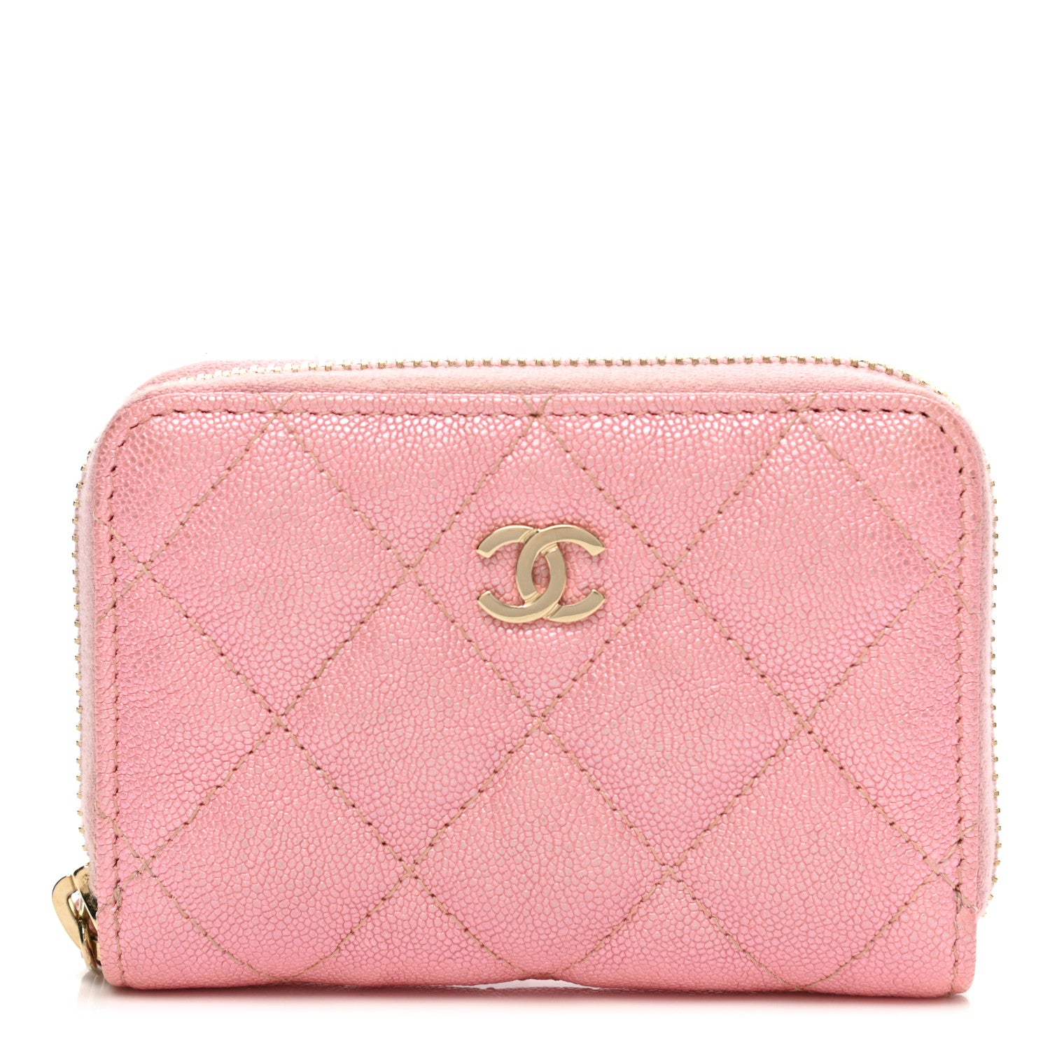 Chanel Iridescent Caviar Quilted Zip Coin Purse Pink 1 of 9