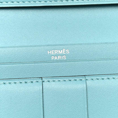 Hermes Tadelakt Lizard Bearn Gusset Wallet Bleu Atoll Bleu Petrole 6 of 8