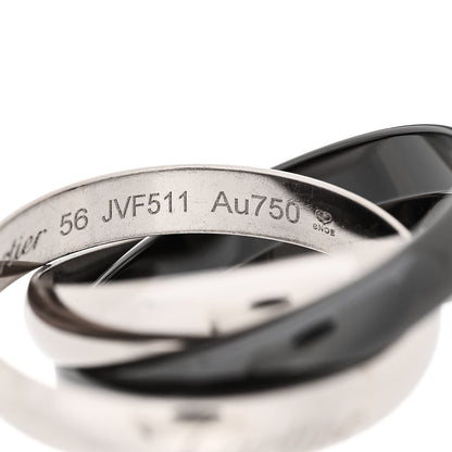 Cartier 18K White Gold Black Ceramic Trinity Ring 56 7.5 5 of 5