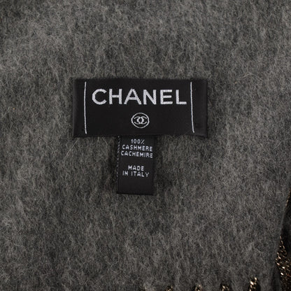 Chanel Cashmere CC Chain Fringe Shawl Dark Grey 5 of 6