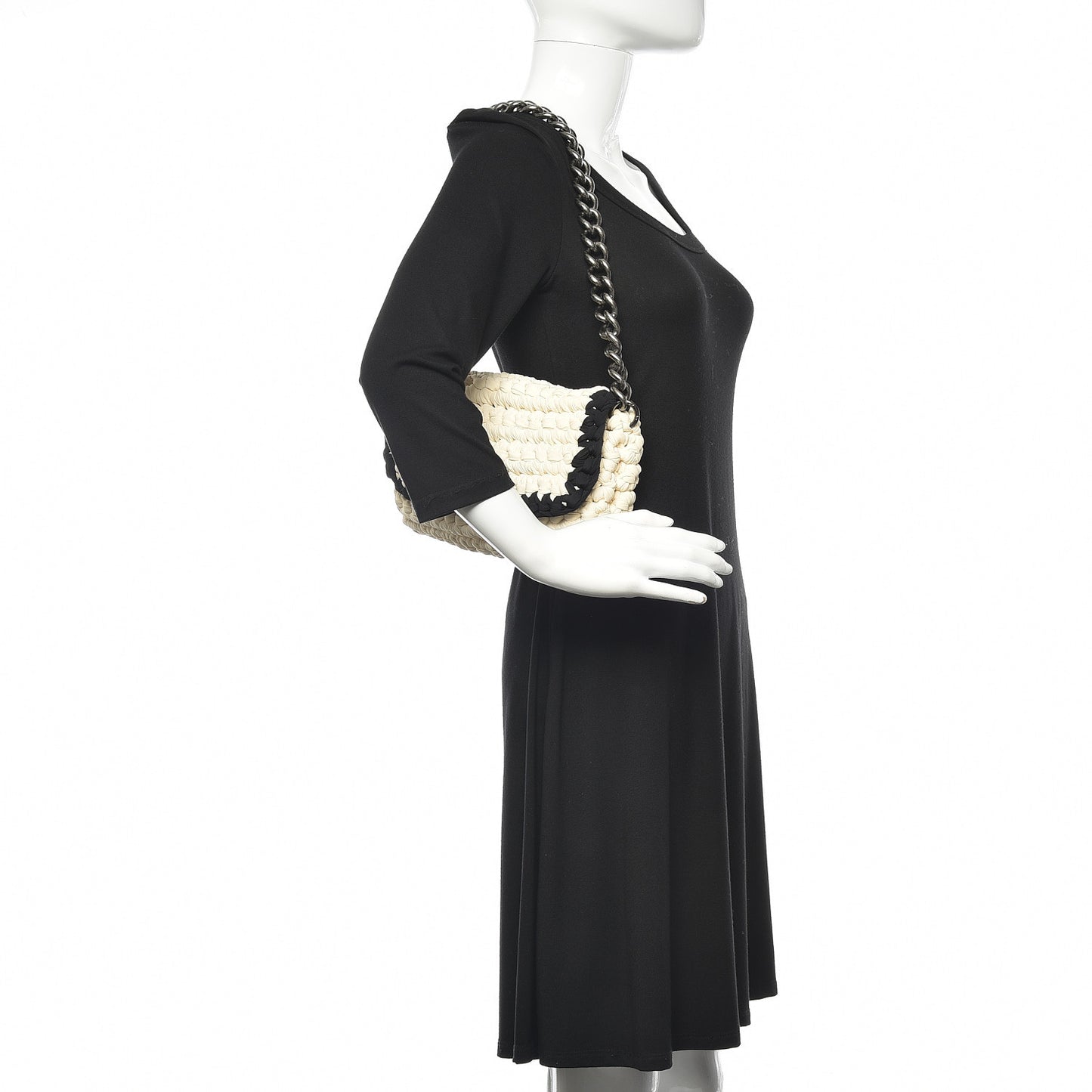 Woven Fabric Single Flap Ivory Black