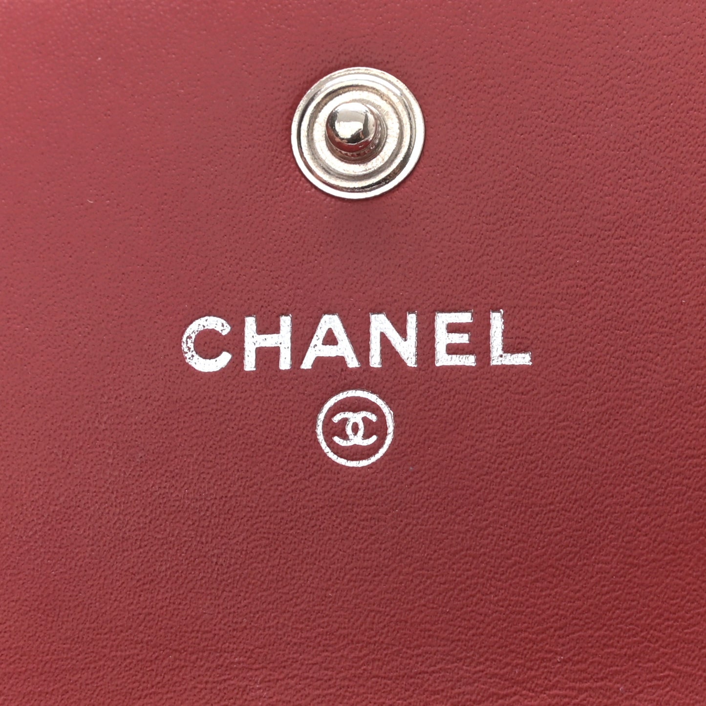 Patent Calfskin Quilted Large Brilliant Flap Wallet Dark Red