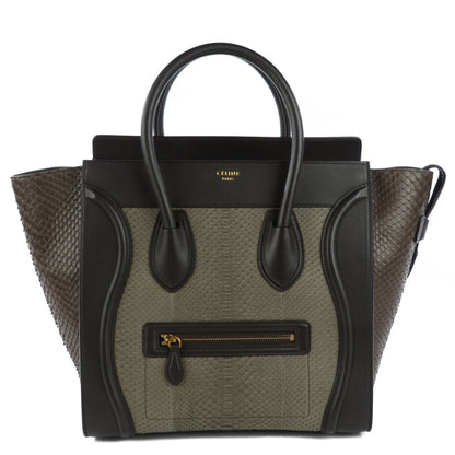 Celine Python Smooth Calfskin Mini Tri-Color Luggage Khaki 1 of 9