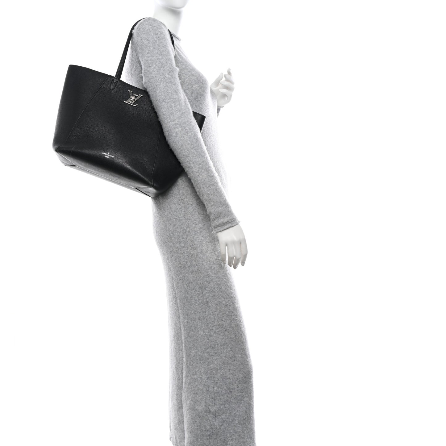 Calfskin Lockme Cabas Black