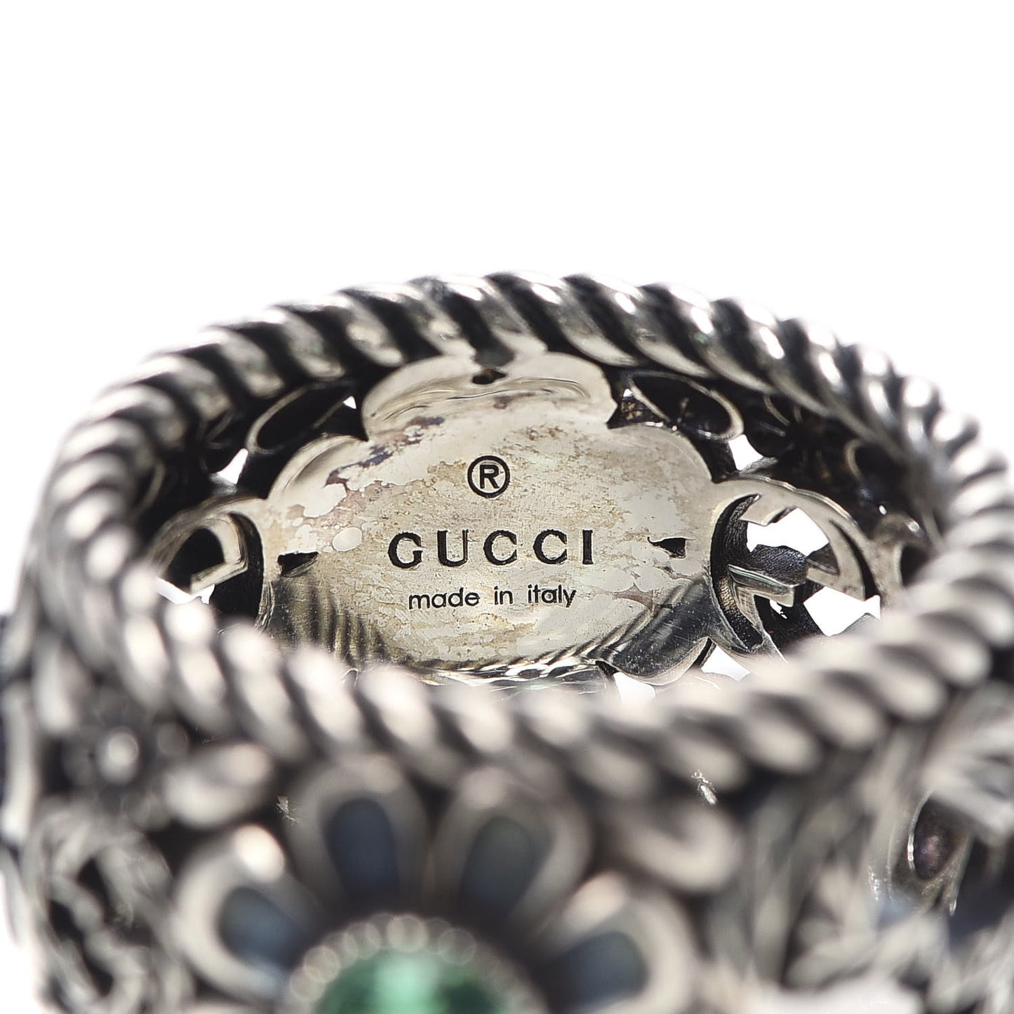 Sterling Silver Crystal Garden Band Ring Green 58 8.5