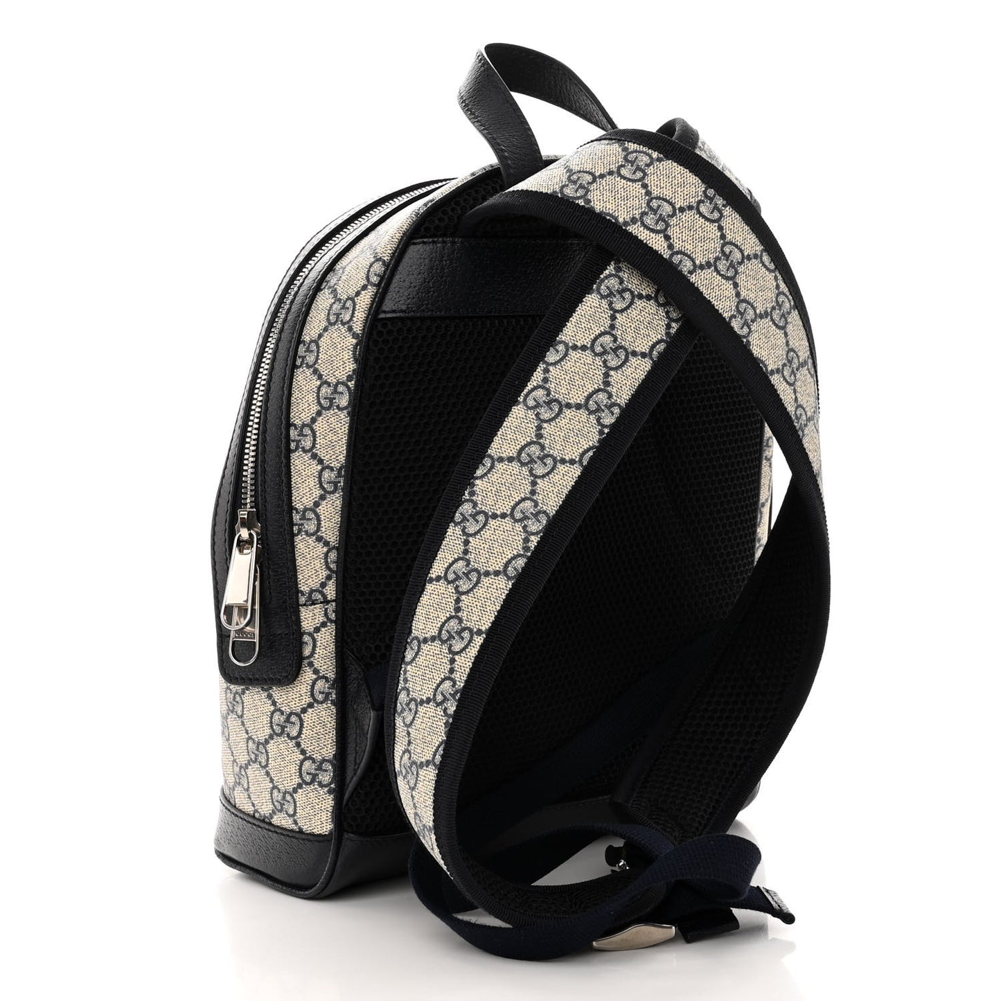 GG Supreme Monogram Textured Dollar Calfskin Web Small Ophidia Day Backpack Beige Blue Black