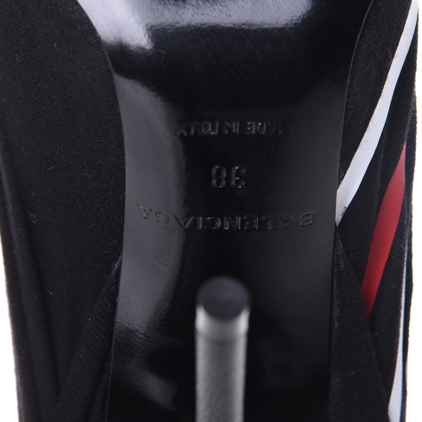 Jersey Crepe Political Campaign Logo Knife 115 Pointed Pumps 38 Black White Rouge