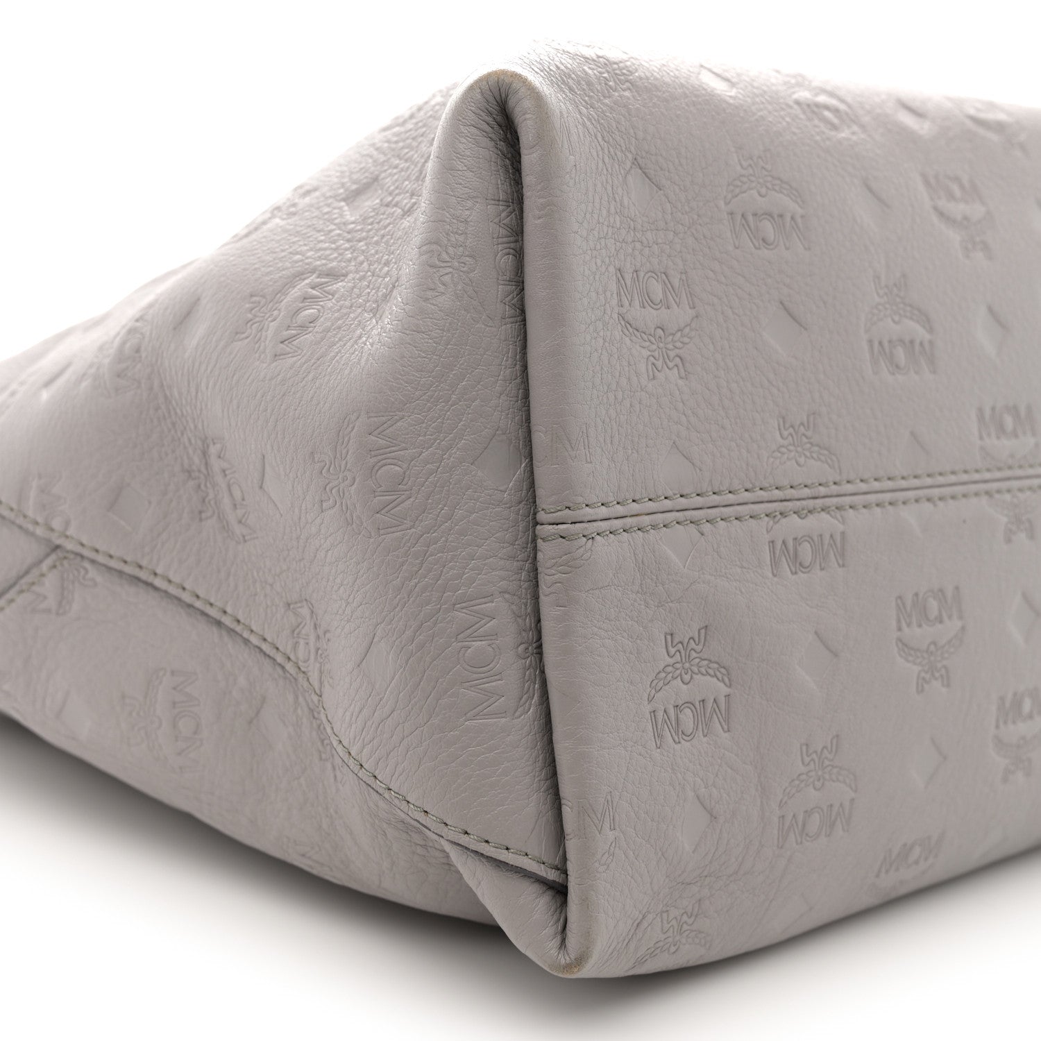 MCM Calfskin Ottomar Monogram Klara Medium Hobo Dove Grey 9 of 12