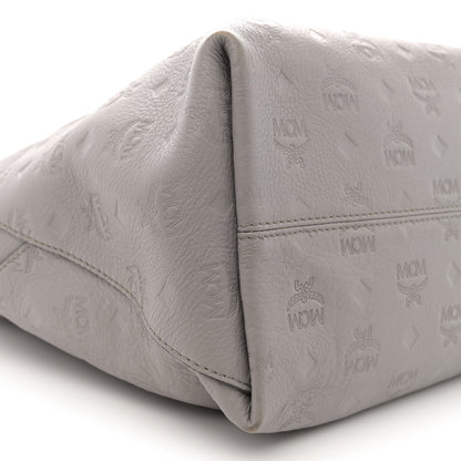 MCM Calfskin Ottomar Monogram Klara Medium Hobo Dove Grey 9 of 12