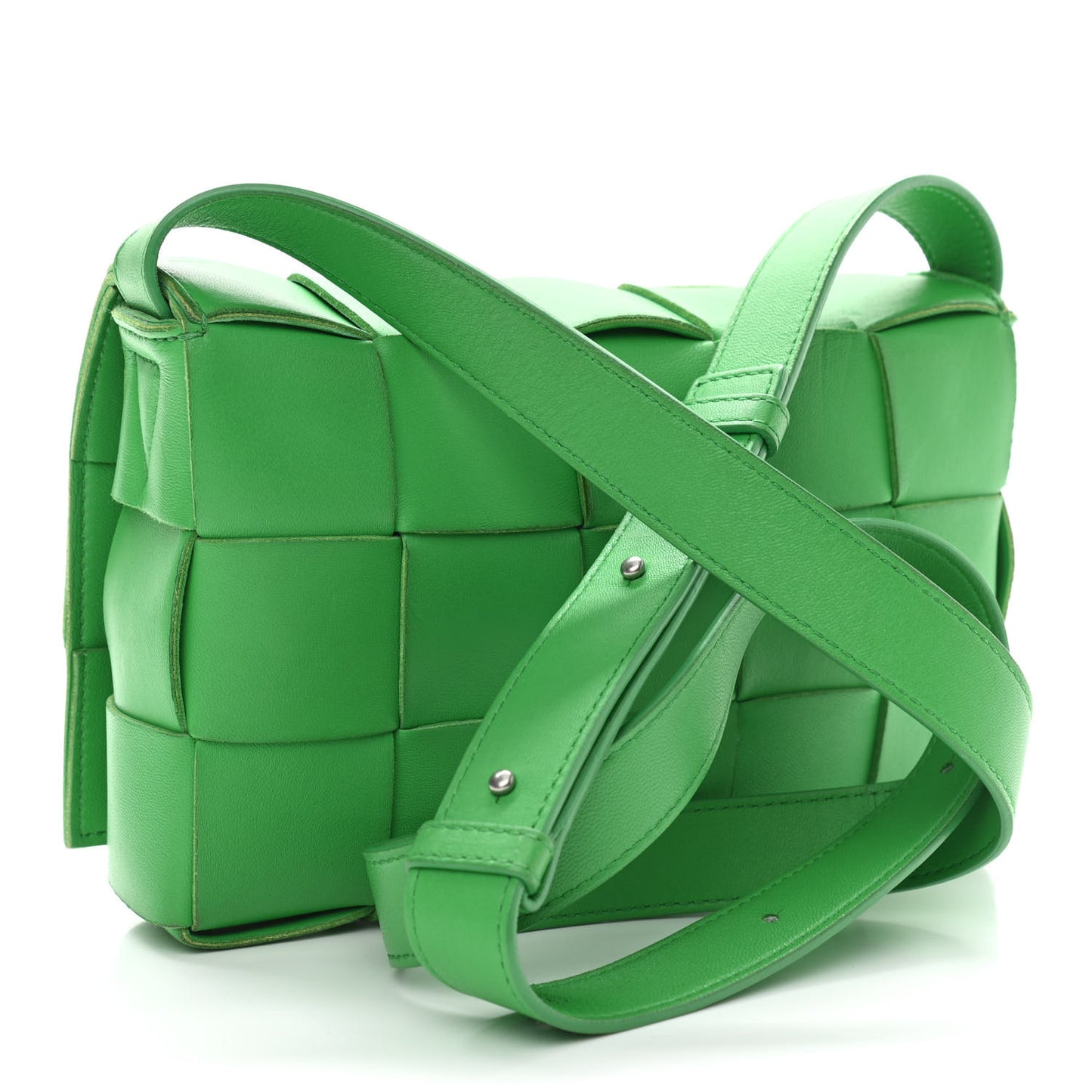 Lambskin Maxi Intrecciato Cassette Crossbody Bag Grass