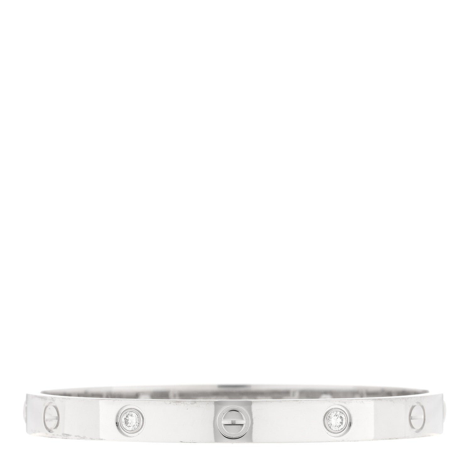Cartier 18K White Gold 4 Diamond LOVE Bracelet 17 1 of 5