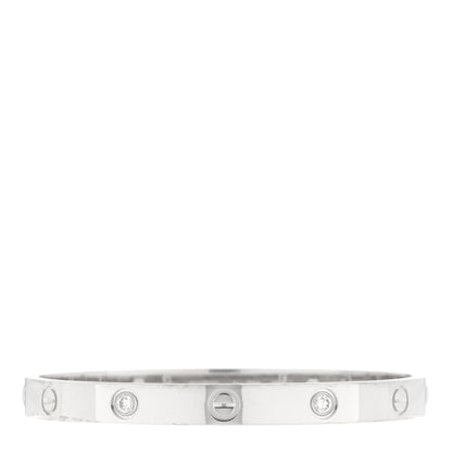 Cartier 18K White Gold 4 Diamond LOVE Bracelet 17 1 of 5