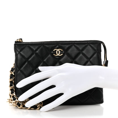 Chanel Lambskin Coco Charms Quilted Pouch Bag Black 3 of 7