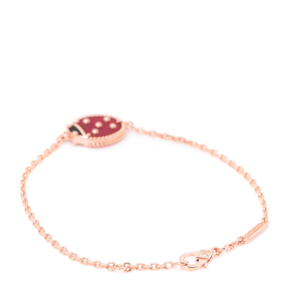 Van Cleef & Arpels 18K Rose Gold Carnelian Onyx Lucky Spring Closed Wing Ladybug Bracelet 3 of 6