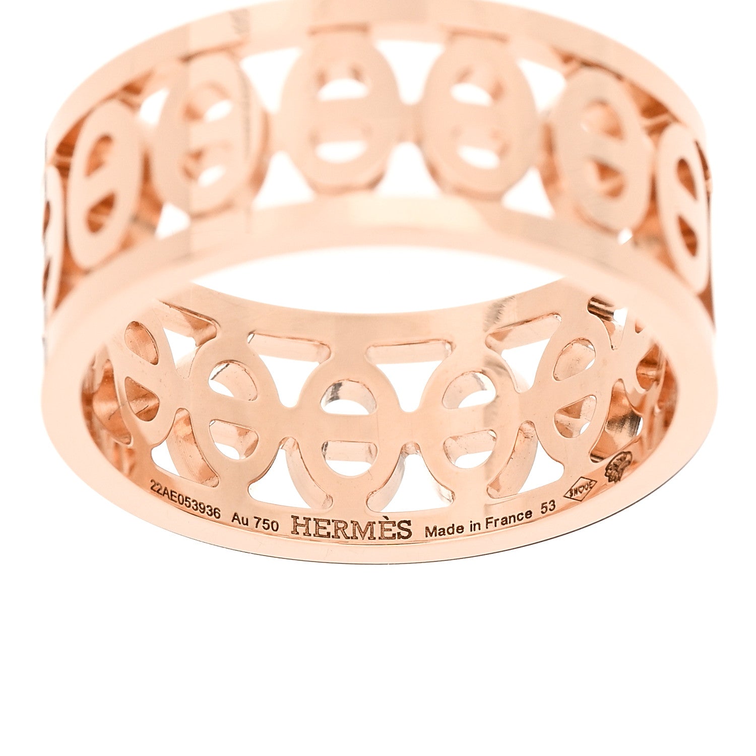 Hermes 18K Rose Gold PM Chaine d'Ancre Divine Ring 53 6.25 3 of 4