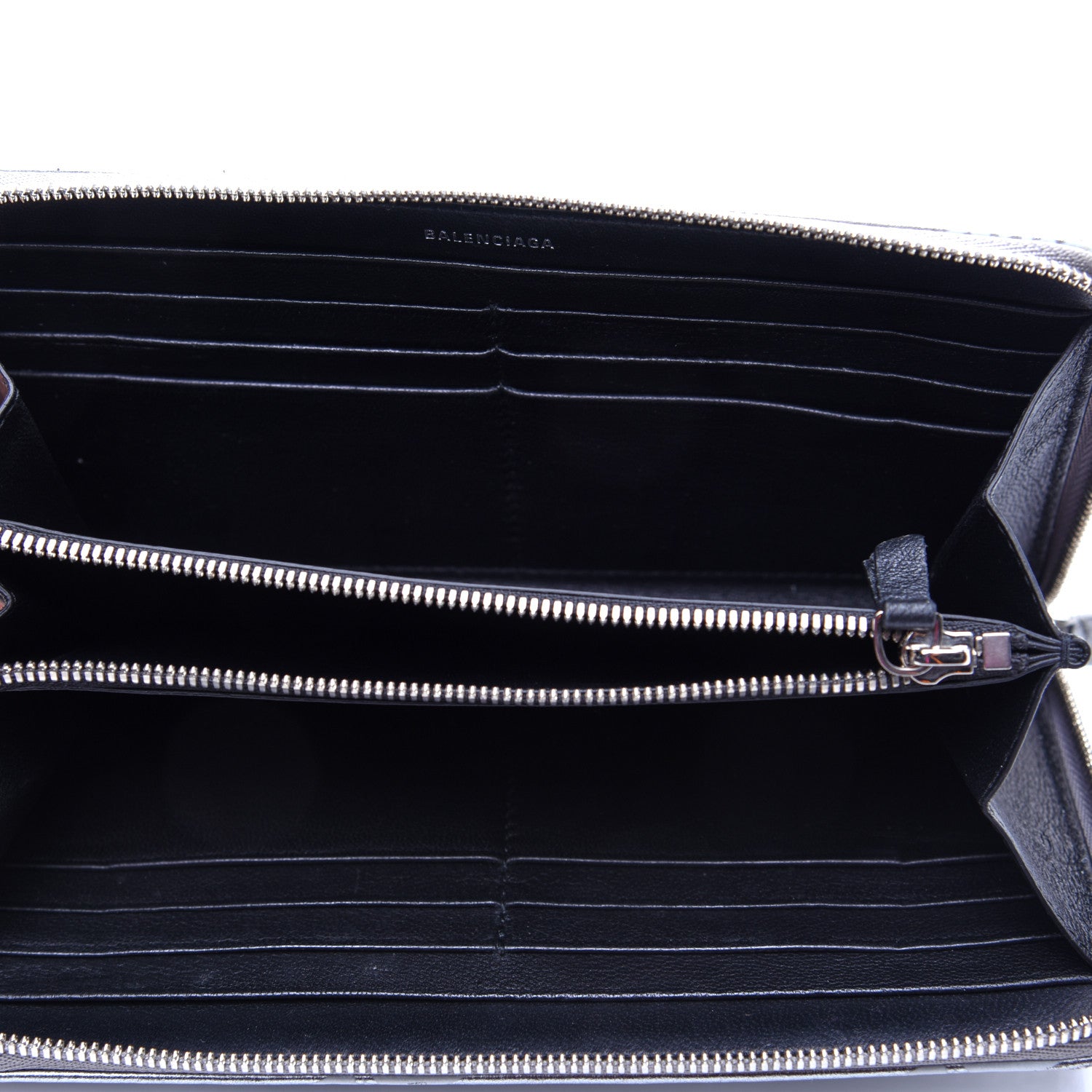 Balenciaga Metallic Calfskin Losange Monogram Everyday Continental Zip Around Wallet Silver Black White 5 of 10