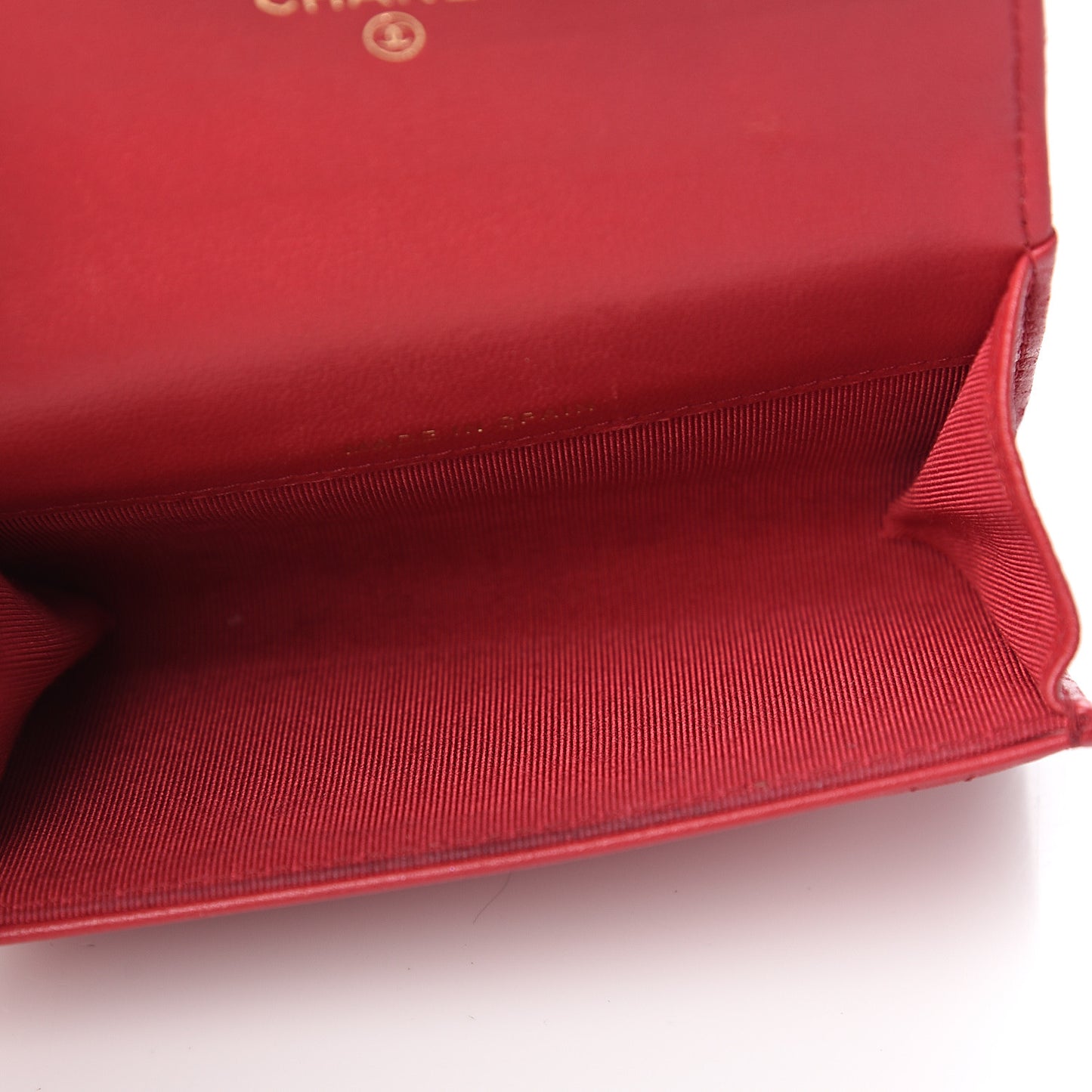 Lambskin Quilted Flap Card Holder Dark Pink