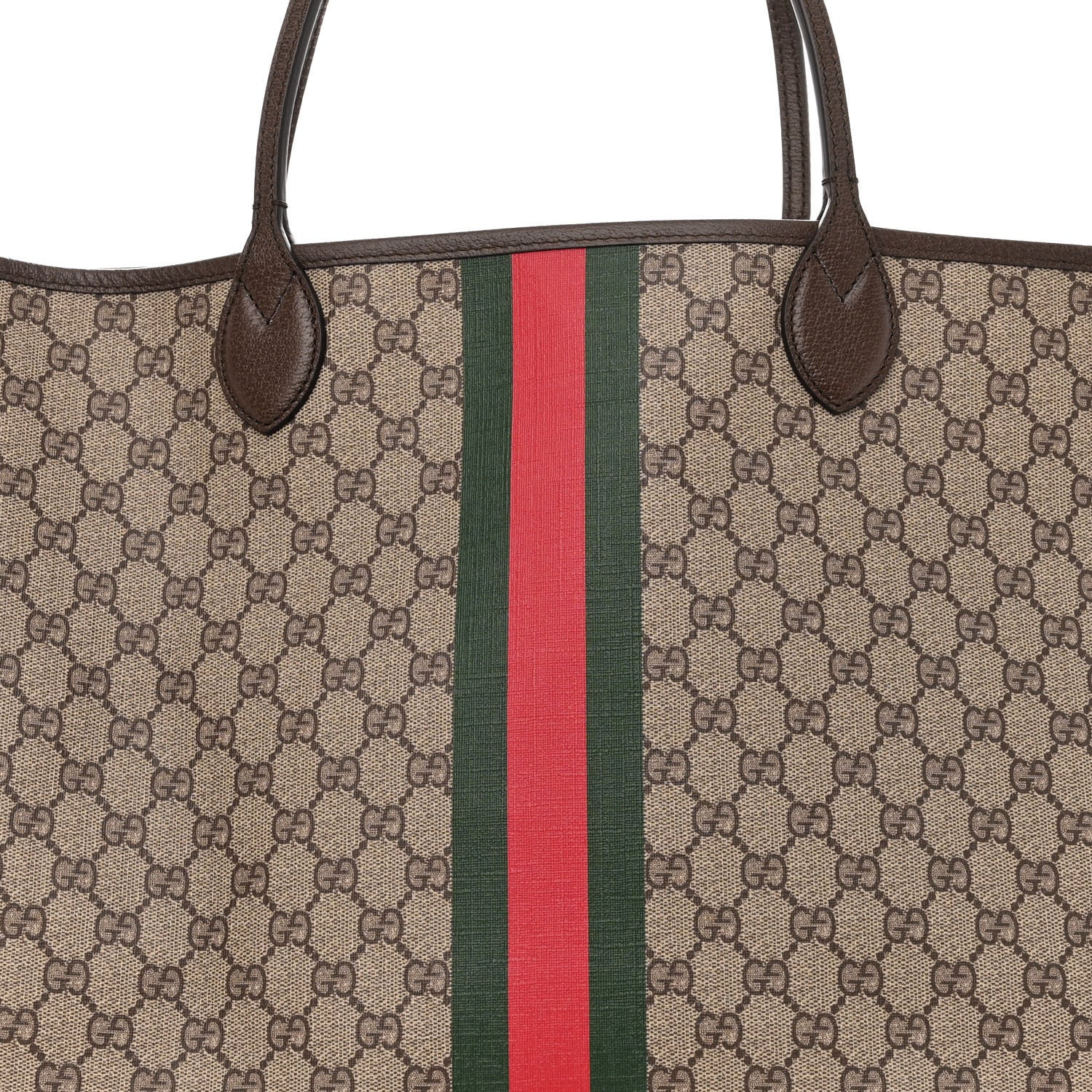 Gucci GG Supreme Monogram Textured Dollar Calfskin Web Large Ophidia Tote Beige Ebony New Acero 8 of 10