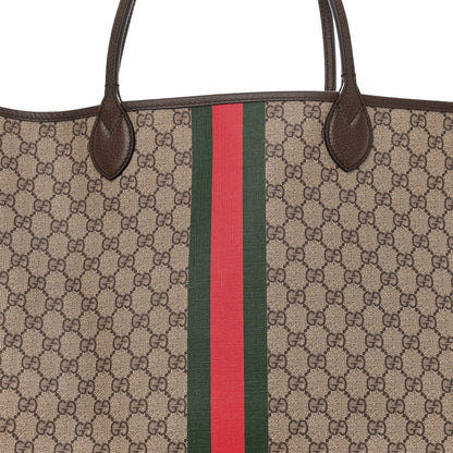 Gucci GG Supreme Monogram Textured Dollar Calfskin Web Large Ophidia Tote Beige Ebony New Acero 8 of 10