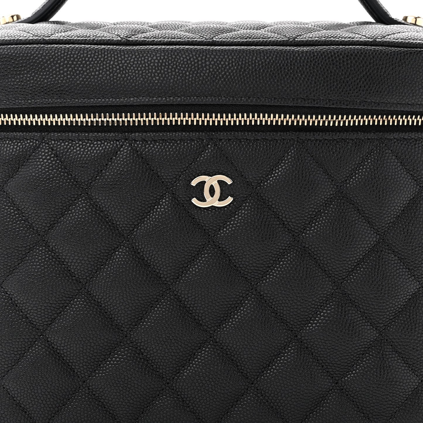 Caviar Quilted Large Vanity Pouch Black
