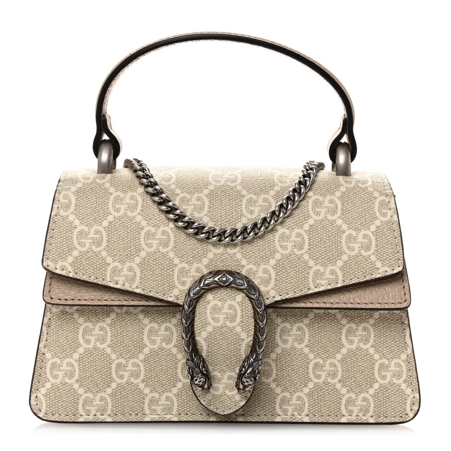 Gucci GG Supreme Monogram Mini Dionysus Top Handle Bag Beige Mystic White Oatmeal 1 of 10