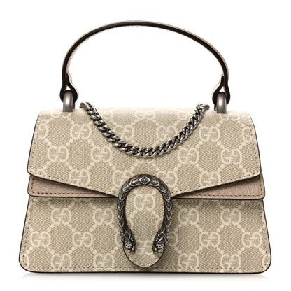 Gucci GG Supreme Monogram Mini Dionysus Top Handle Bag Beige Mystic White Oatmeal 1 of 10