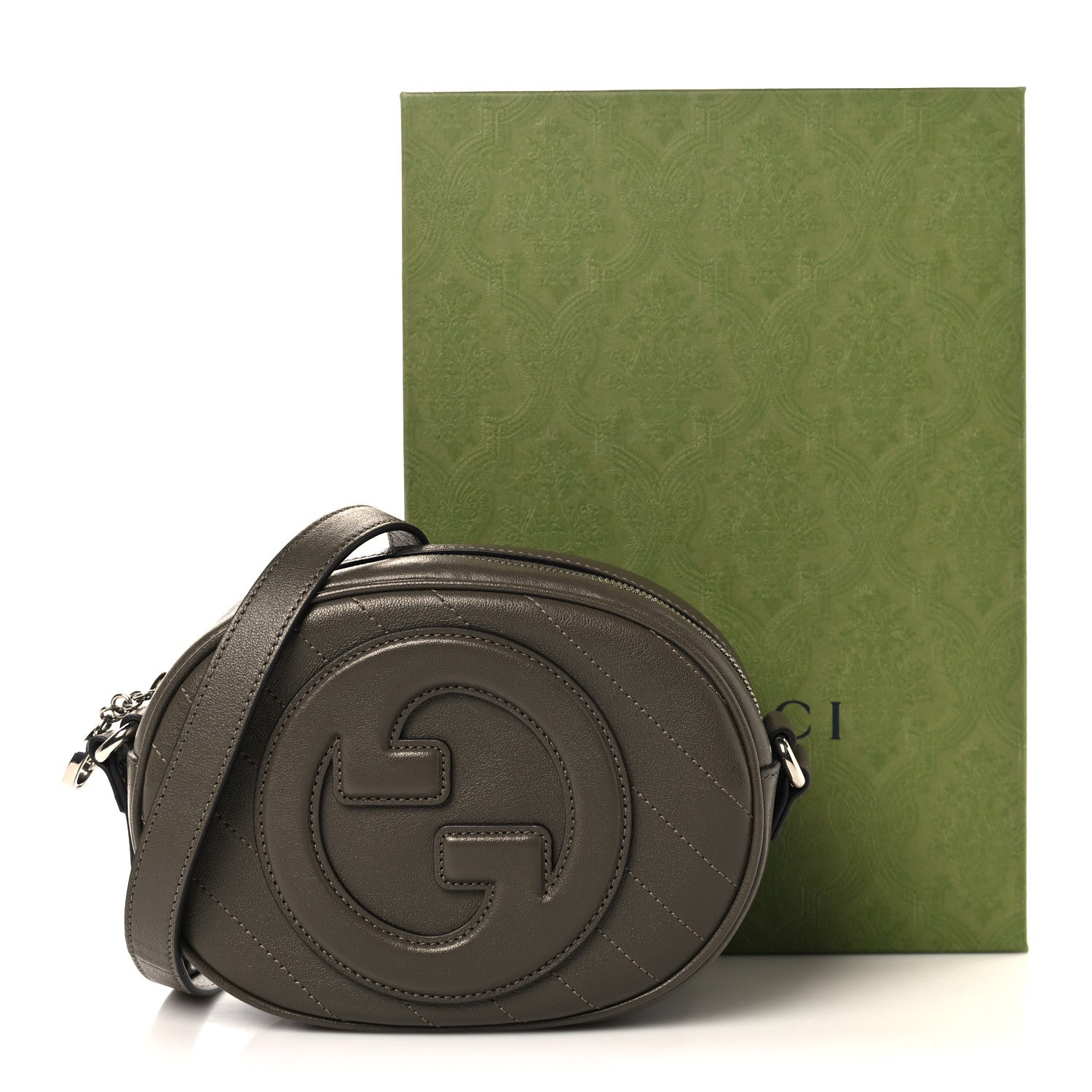 Gucci Sakai Be Green Calfskin Diagonal Stitched Mini Blondie Shoulder Bag Craclet Brown 11 of 11