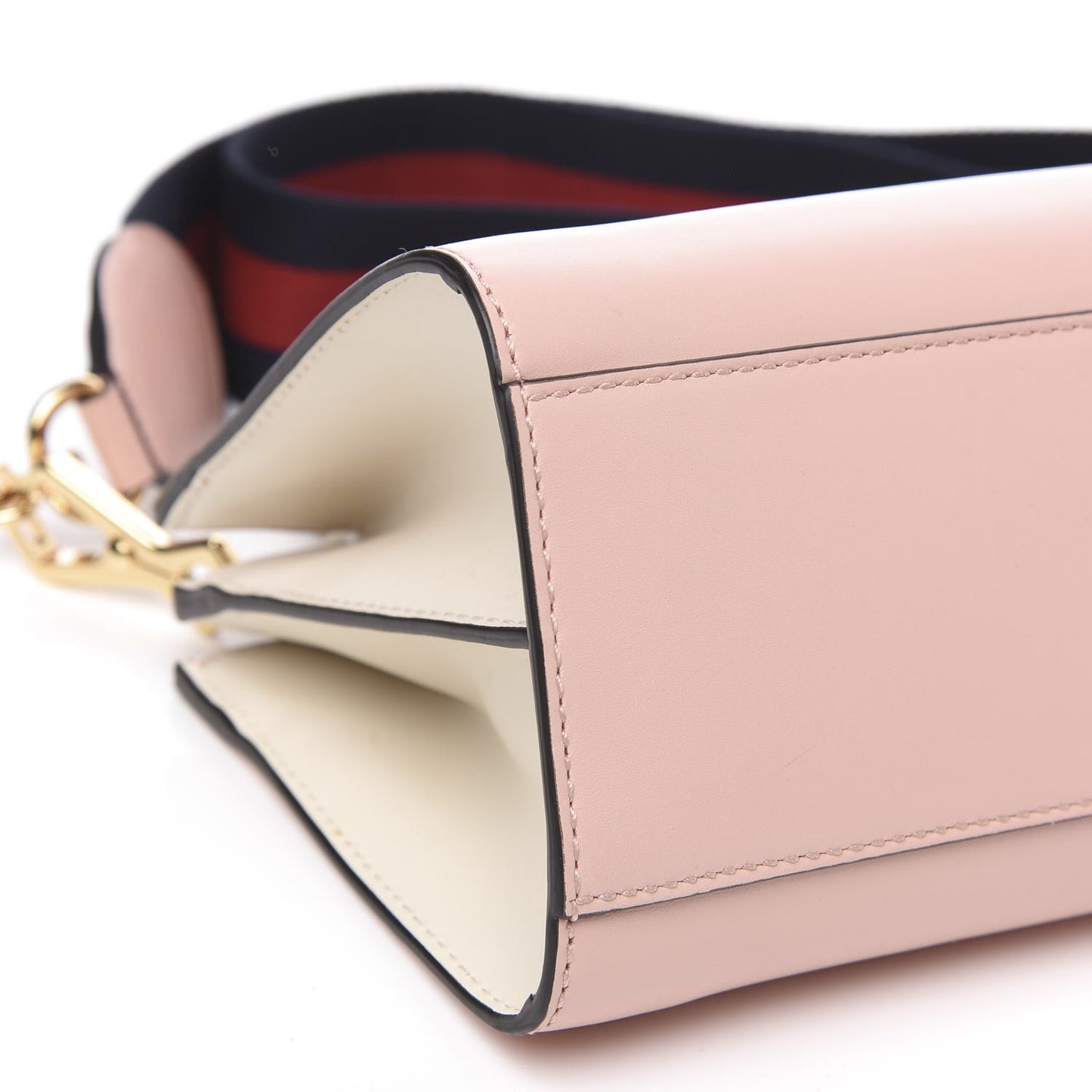 Nappa Bamboo Web Mini Nymphaea Top Handle Bag Perfect Pink Mystic White