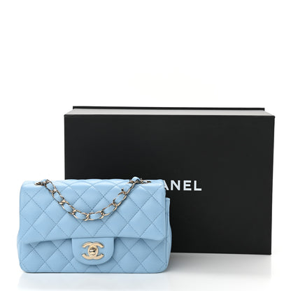 Chanel Lambskin Quilted Mini Rectangular Flap Light Blue 10 of 10