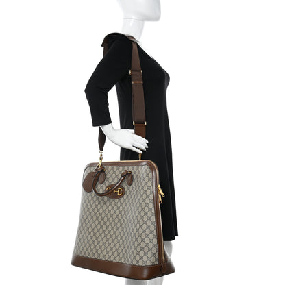 Gucci GG Supreme Monogram Azalea Calfskin Large Horsebit 1955 Duffle Bag Beige Ebony Brown Sugar 2 of 19