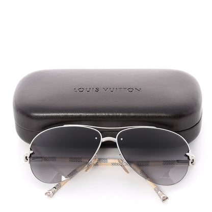 Louis Vuitton Damier Azur Petite Viola Pilote Aviator Sunglasses Z0570U 7 of 7