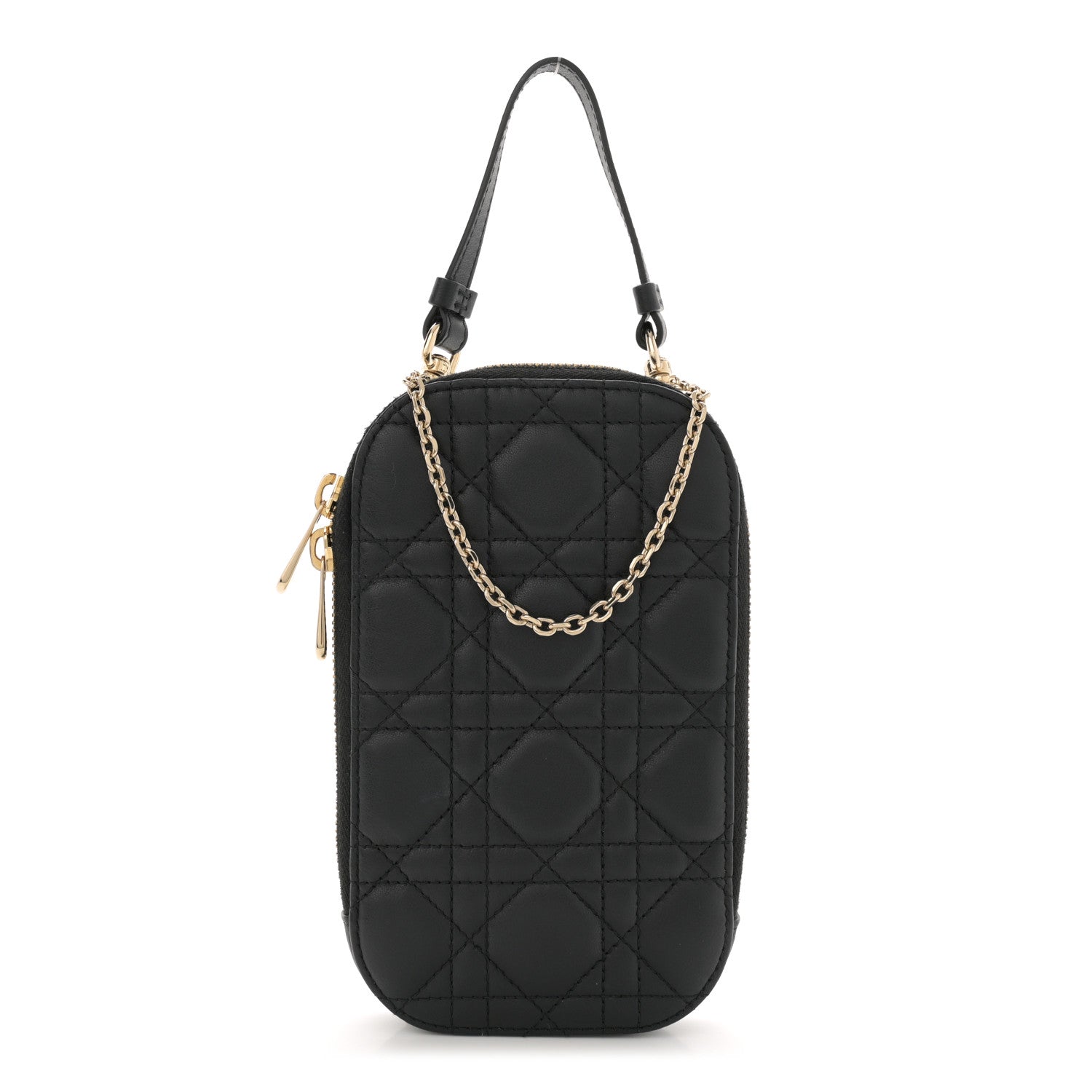 Christian Dior Lambskin Cannage Lady Dior Phone Holder Black 1 of 12