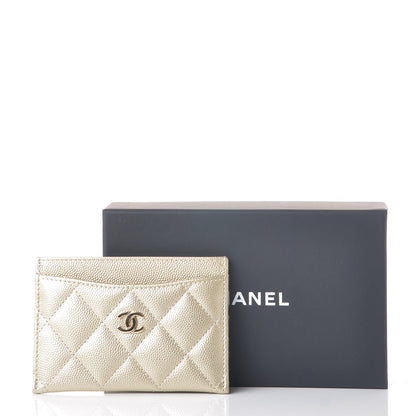 Chanel Metallic Caviar Quilted Card Holder Light Gold 9 of 9