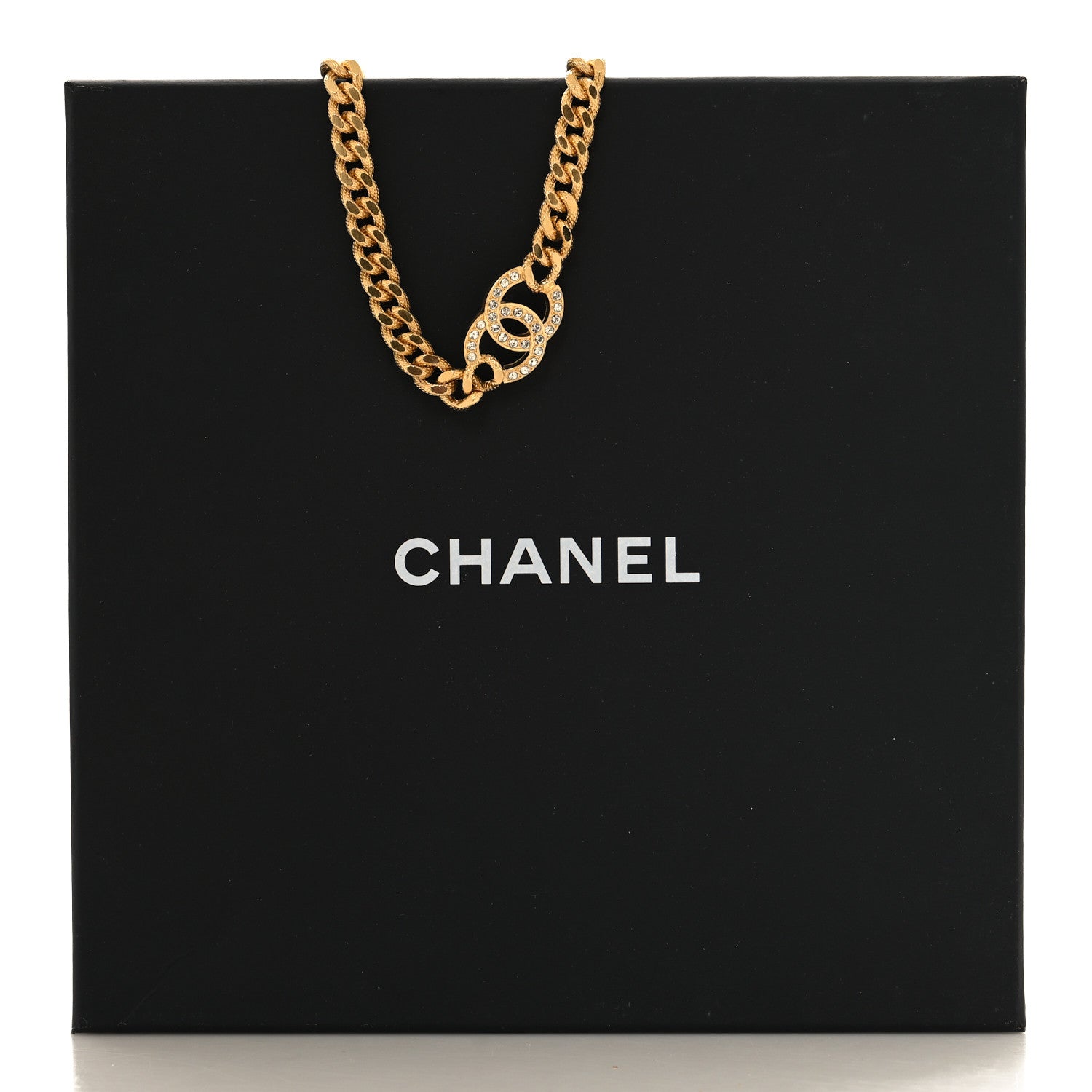 Chanel Crystal Chain Link CC Choker Necklace Gold 5 of 5