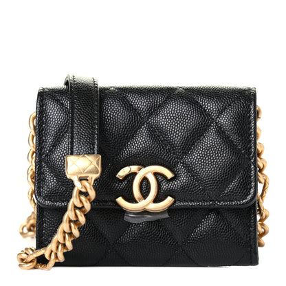 Chanel Caviar Quilted Bracelet On Chain Clutch Black 1 of 4