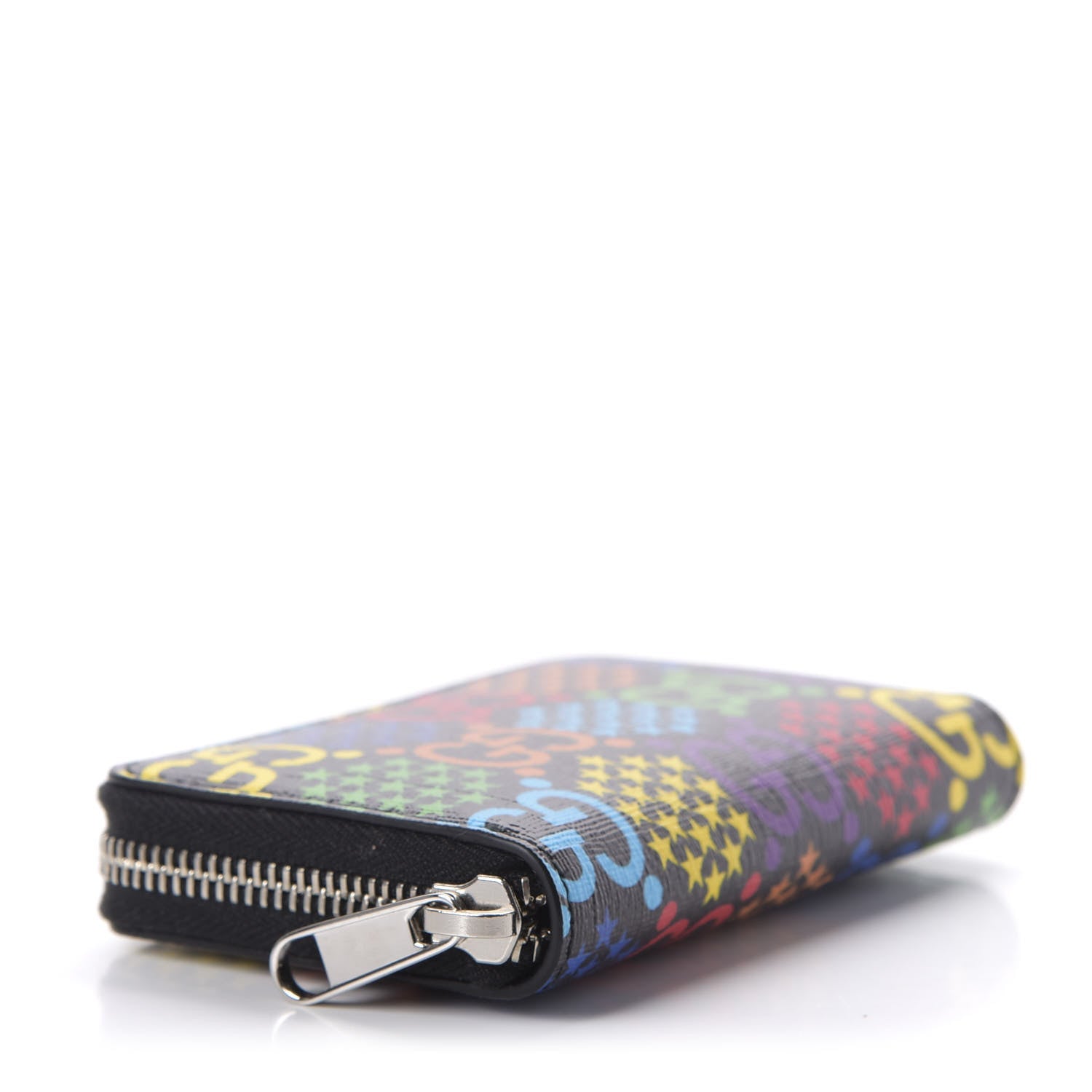 Gucci GG Supreme Monogram Psychedelic Zip Around Card Case Wallet Black 4 of 7