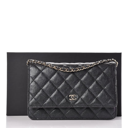 Chanel Iridescent Caviar Quilted Wallet On Chain WOC Black 11 of 11
