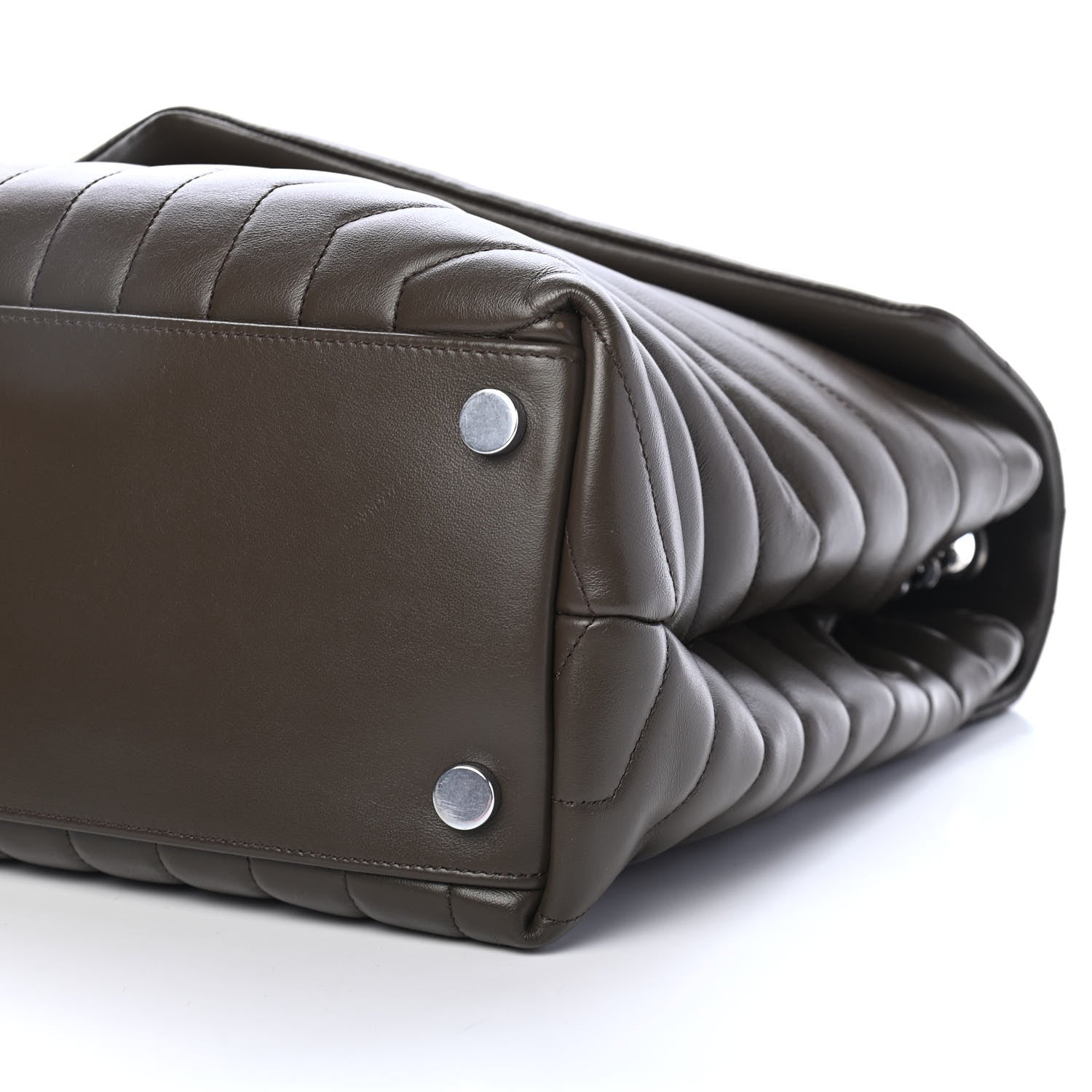 Saint Laurent Calfskin Y Quilted Monogram Large Loulou Chain Satchel Kaki Fonce 9 of 9
