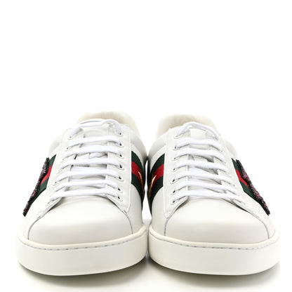 Gucci Calfskin Ayers Web Lightning Embroidered Mens Ace Sneakers 10 White 2 of 9