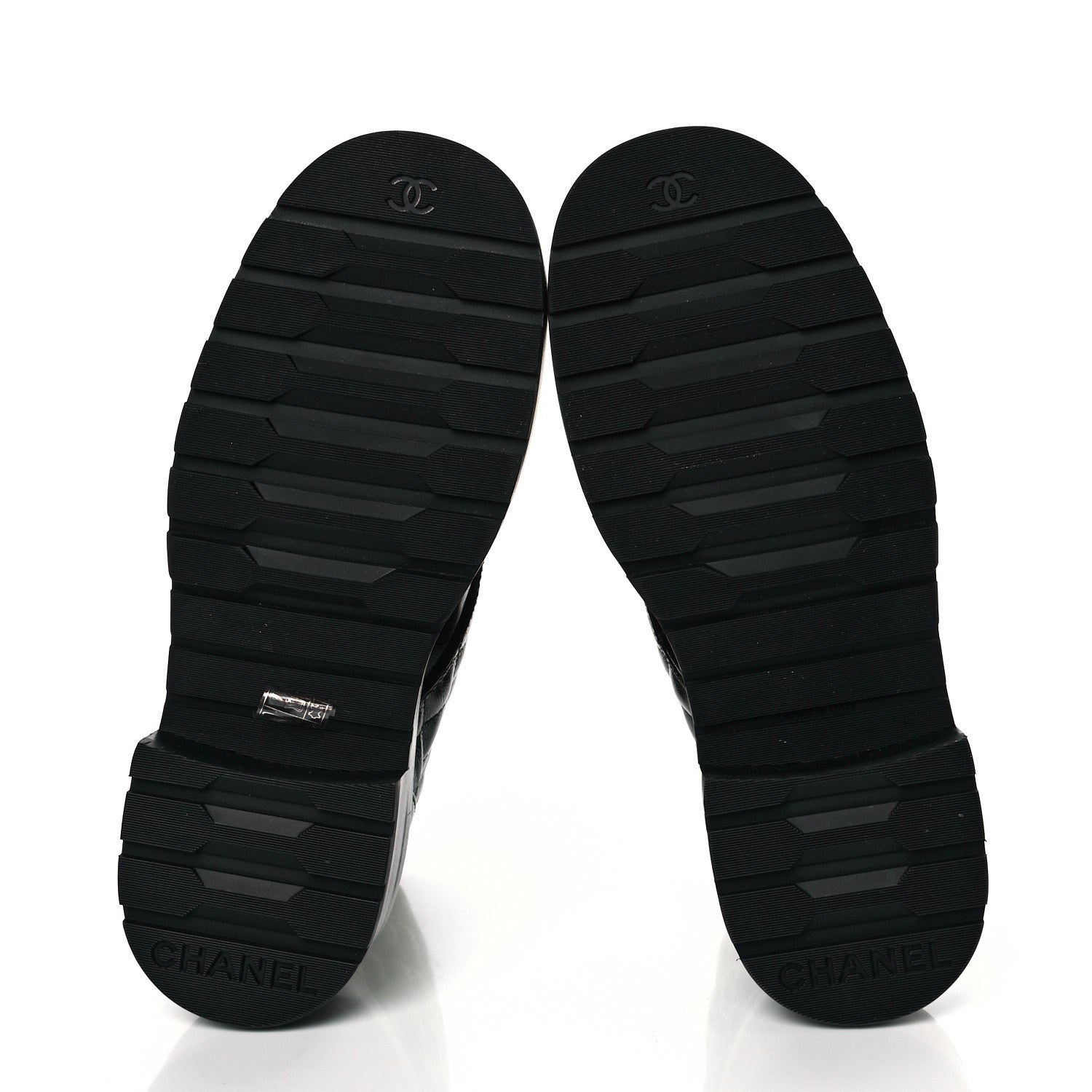 Chanel Shiny Calfskin Quilted Lace Up Combat Boots 37 Black 7 of 10