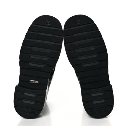 Chanel Shiny Calfskin Quilted Lace Up Combat Boots 37 Black 7 of 10